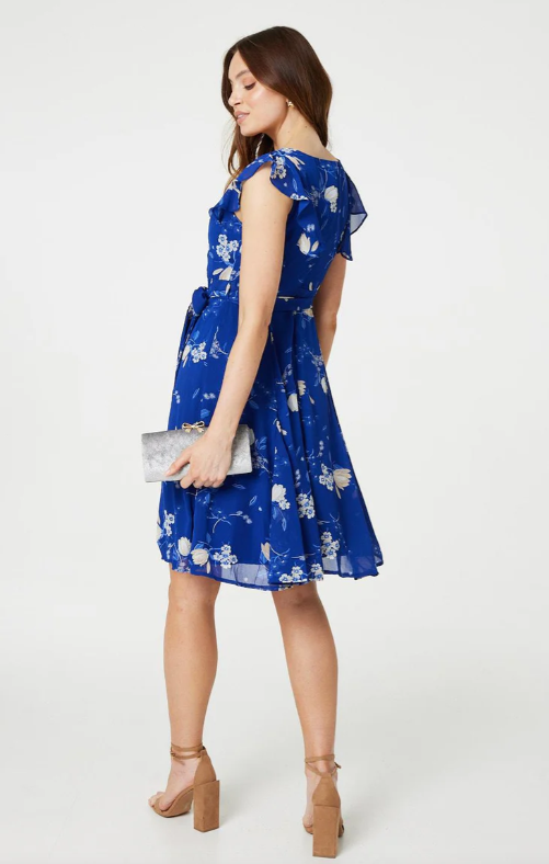 Deborah Blue Frill Sleeve Dress