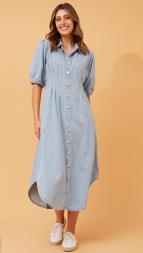 Peggy Blue Denim Shirt Maxi Dress