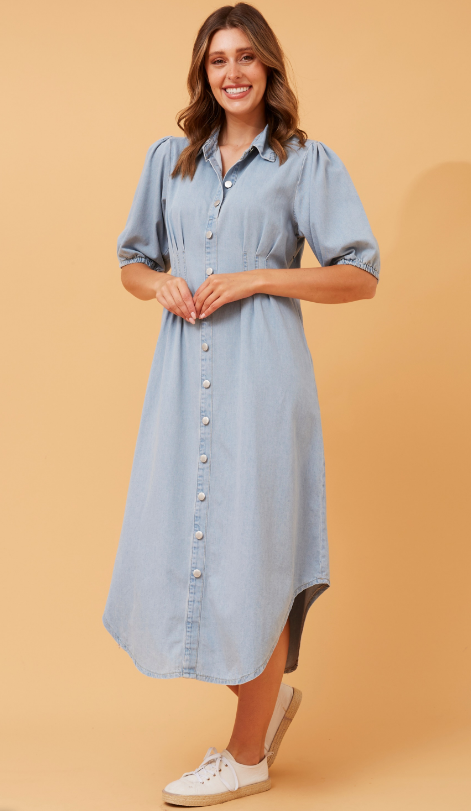 Peggy Blue Denim Shirt Maxi Dress