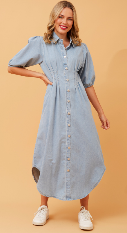 Peggy Blue Denim Shirt Maxi Dress