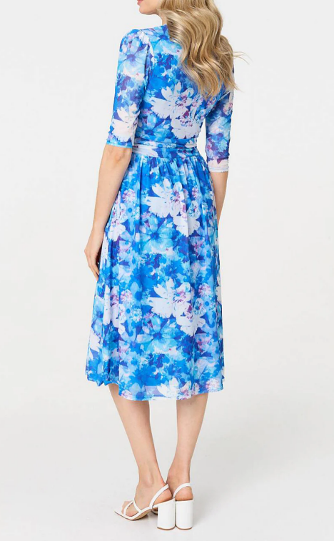 Yvette Blue Wrap Midi Dress