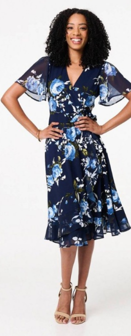 Viola Navy Floral Wrap Dress