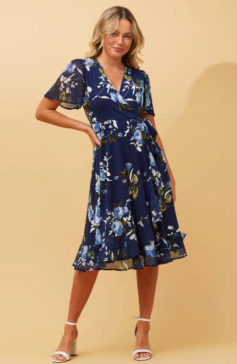 Viola Navy Floral Wrap Dress