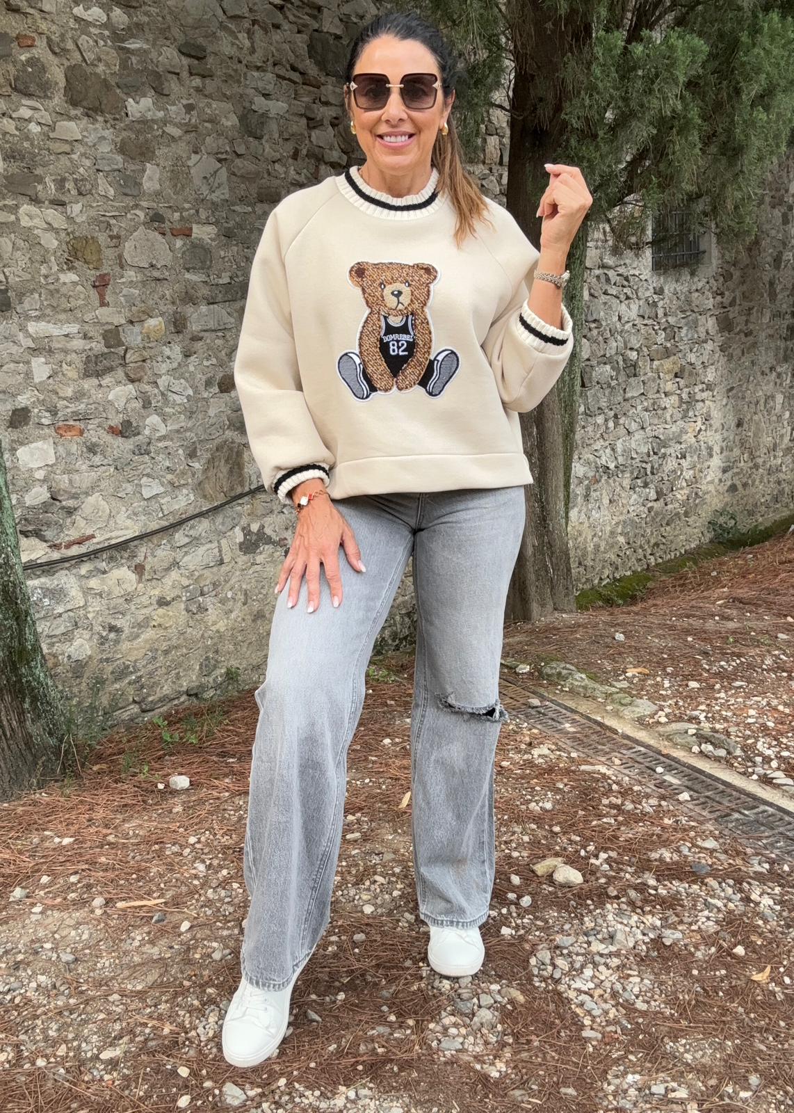 Croia Beige Teddy Bear Sweatshirt