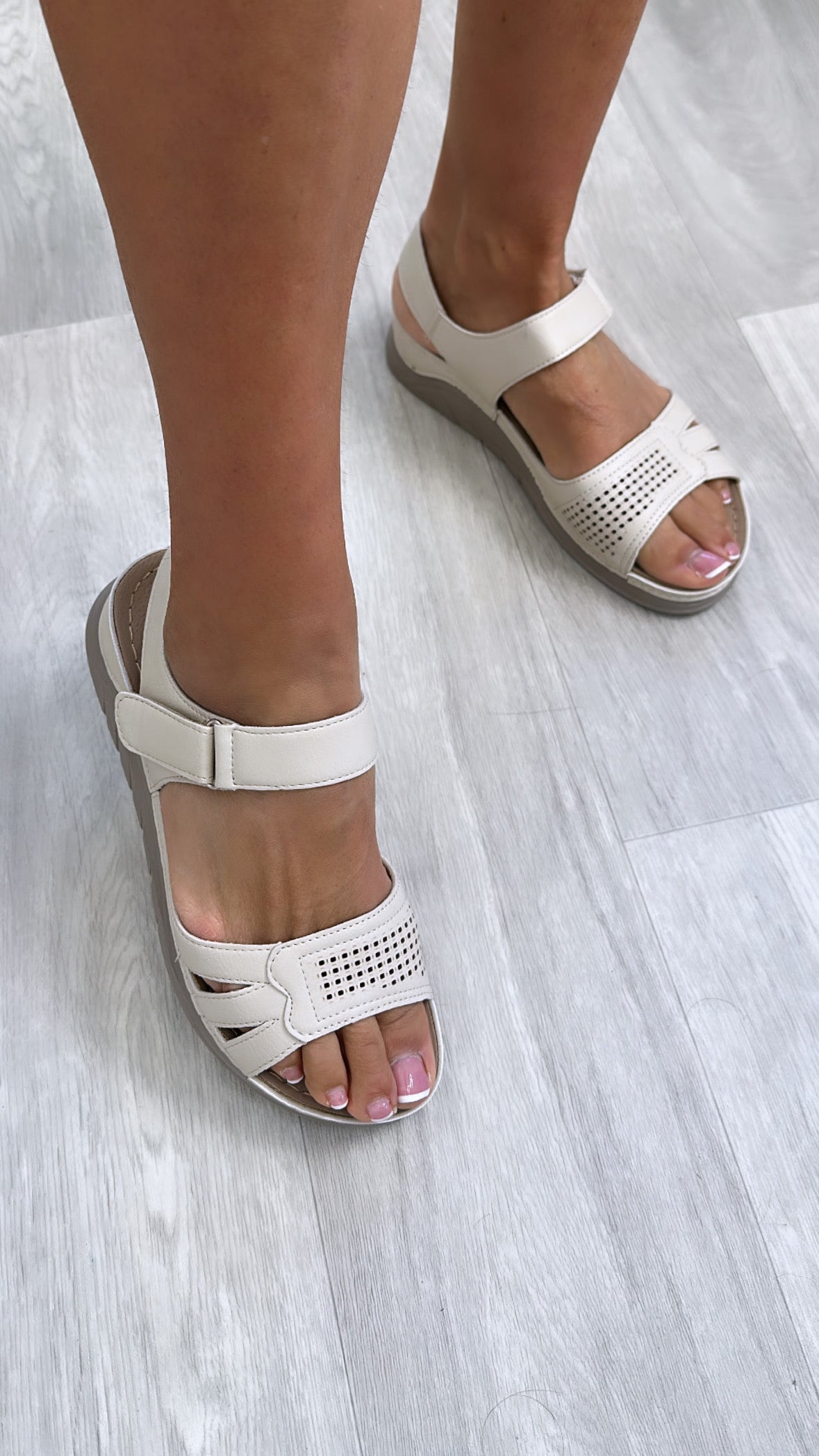 Geraldine Beige Platform Sandals