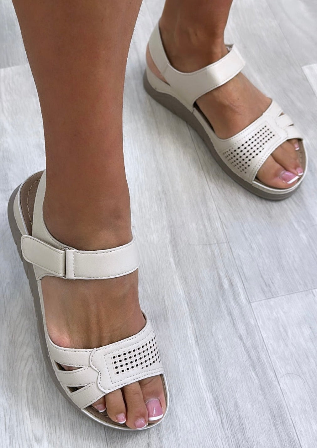 Geraldine Beige Platform Sandals
