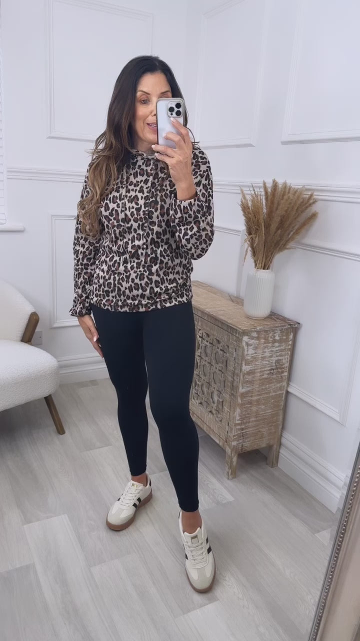 Sally Beige Leopard Print Hoodie