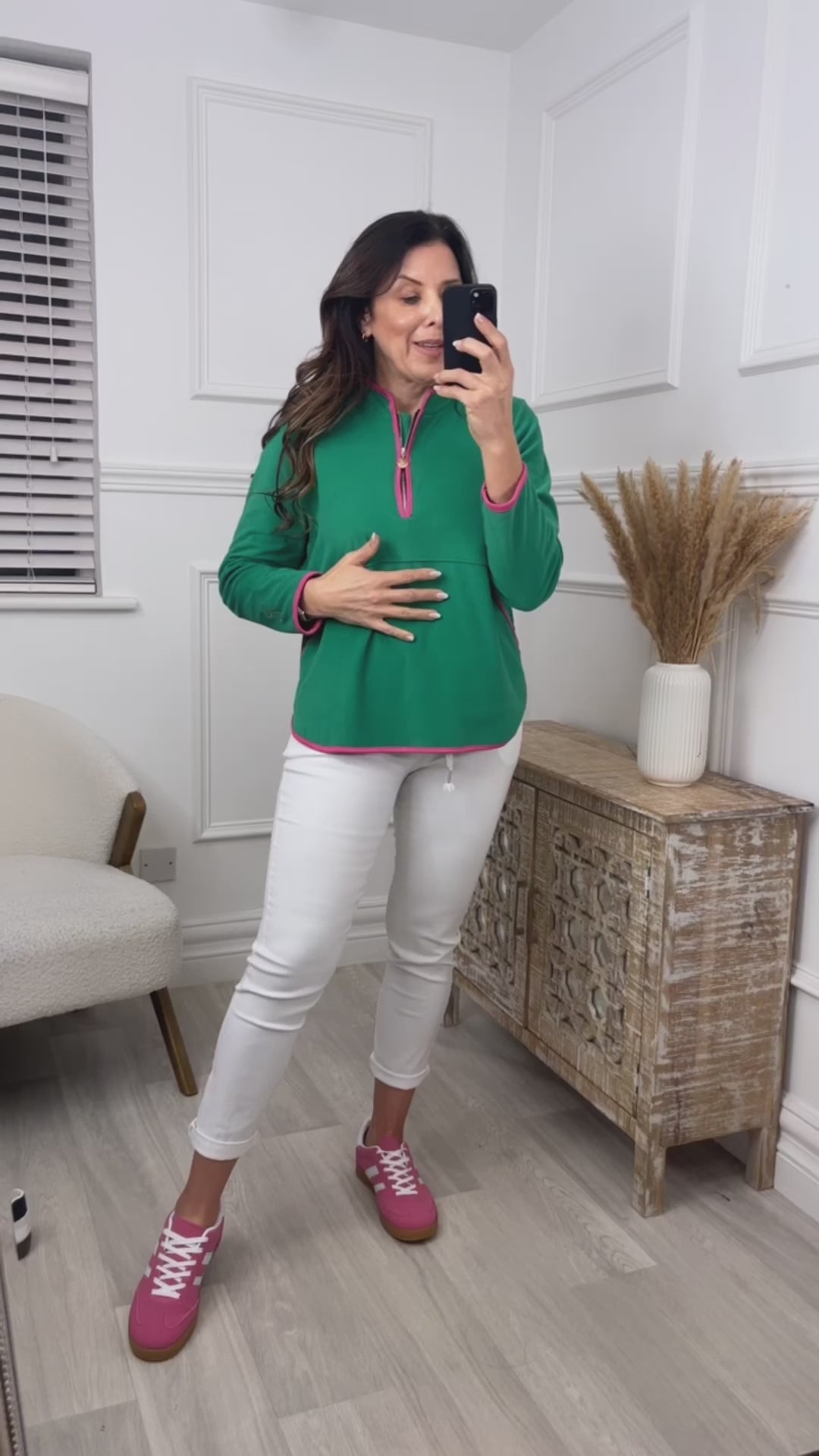 Angelina Green Half Zip VB Sweatshirt