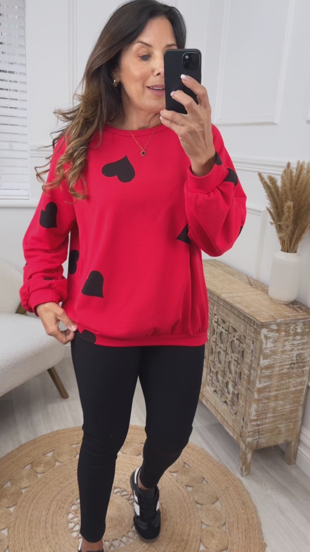 Barbara Red Black Heart Sweatshirt