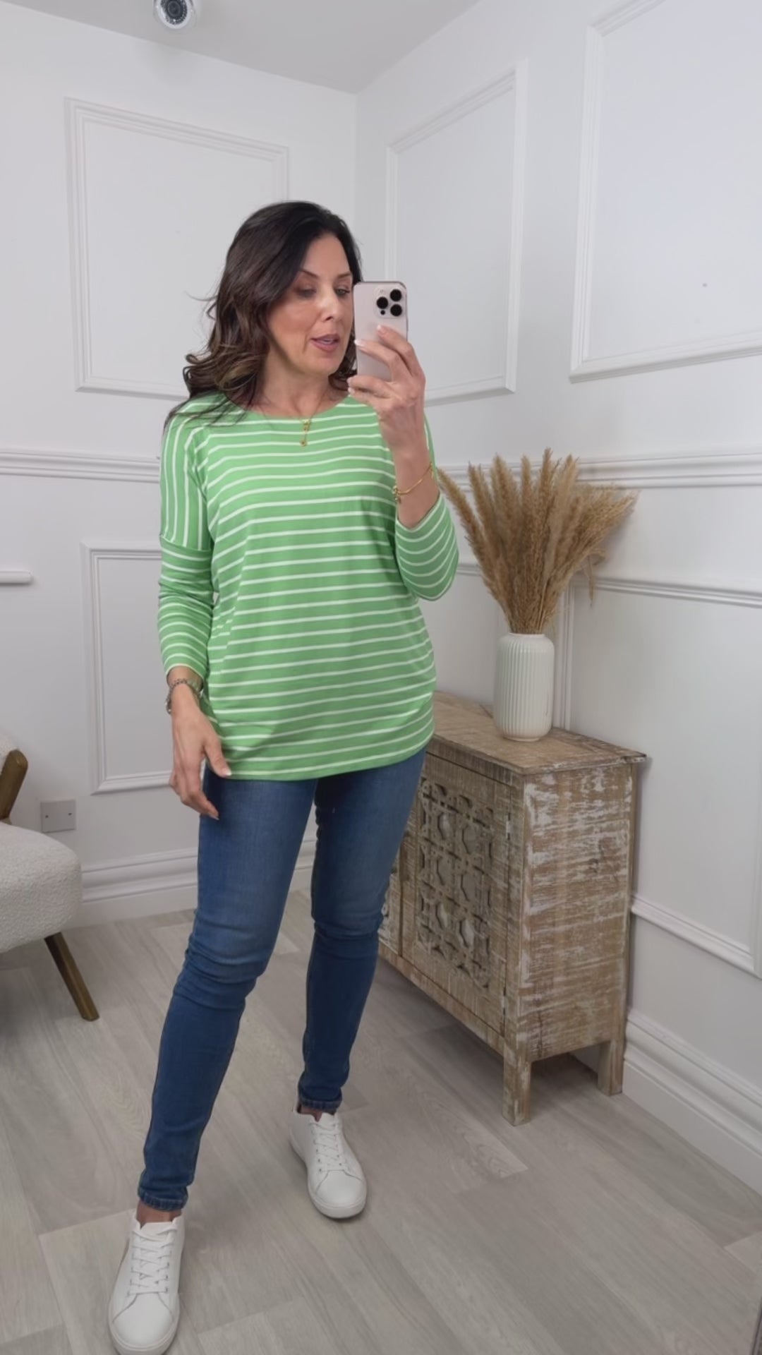 Marty Green Offwhite Stripe Top