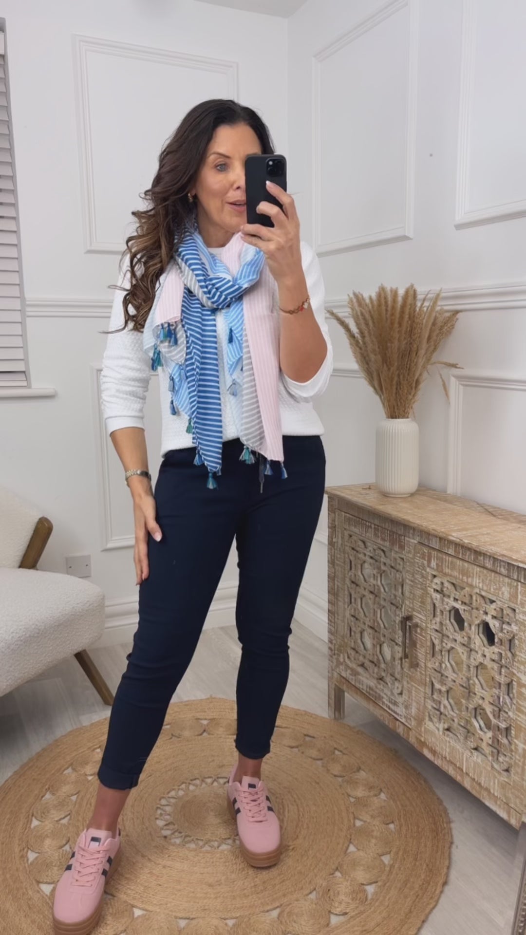 Marie Blue Stripe Scarf