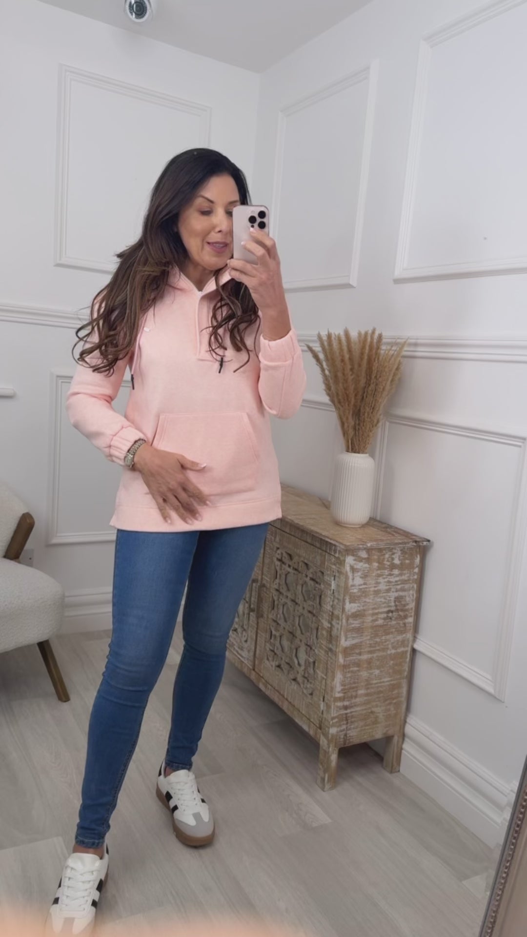 Michelle Peach Zip Front Hoodie