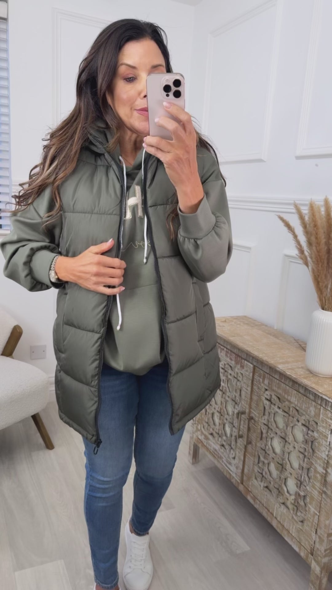 Lona Khaki Toggle Waist Puffer Gilet