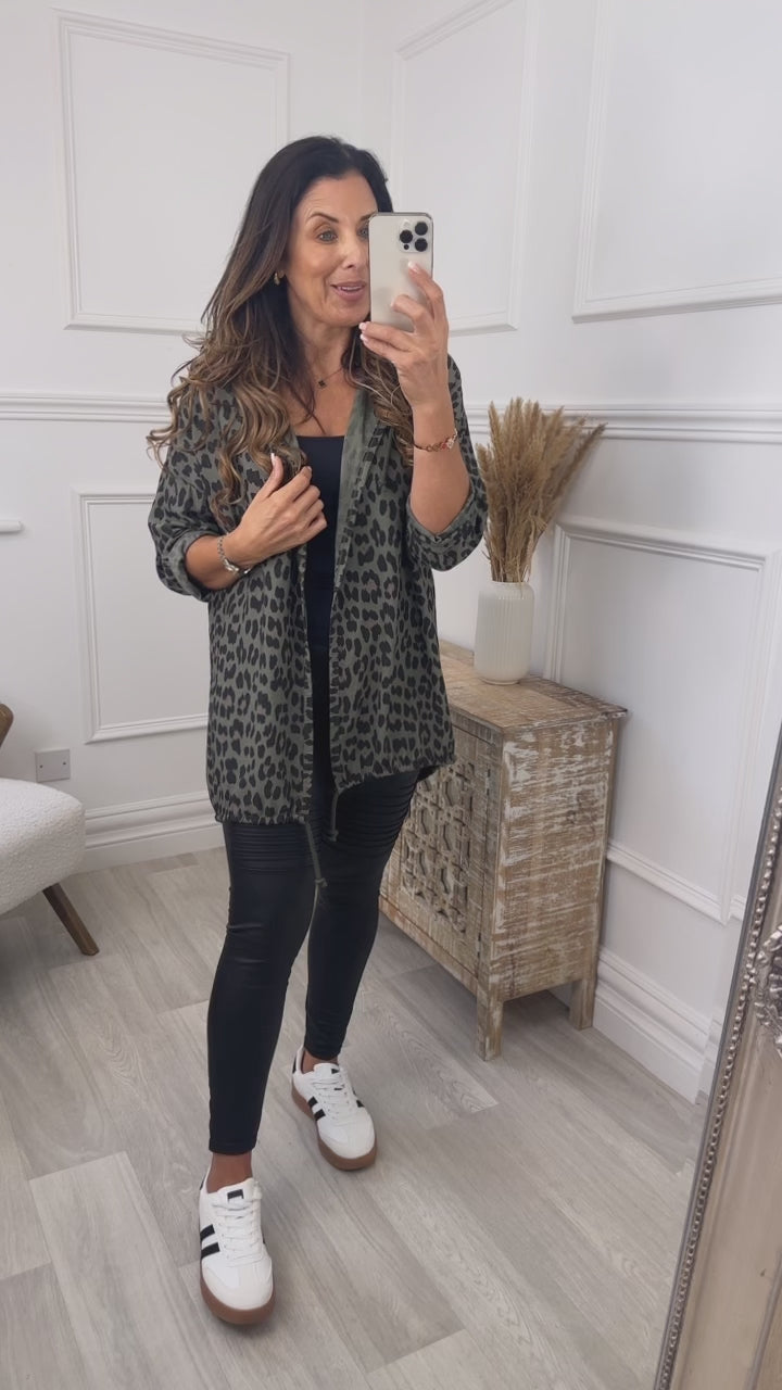 Imogen Khaki Leopard Summer Jacket