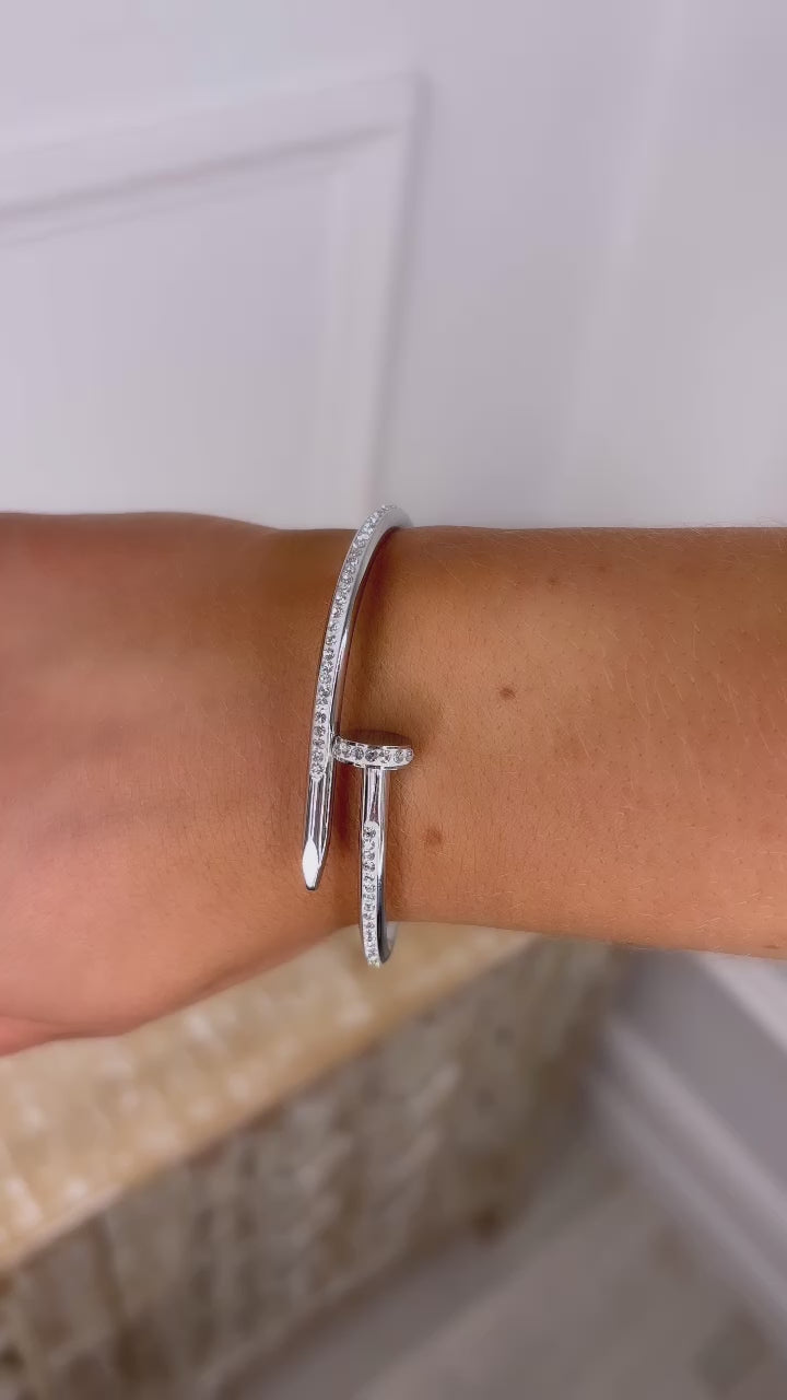 Irma Silver Diamond Nail Bracelet