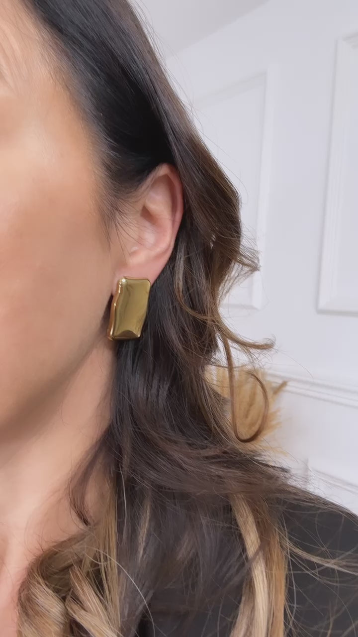 Dalida Gold Chunky Rectangle Earrings