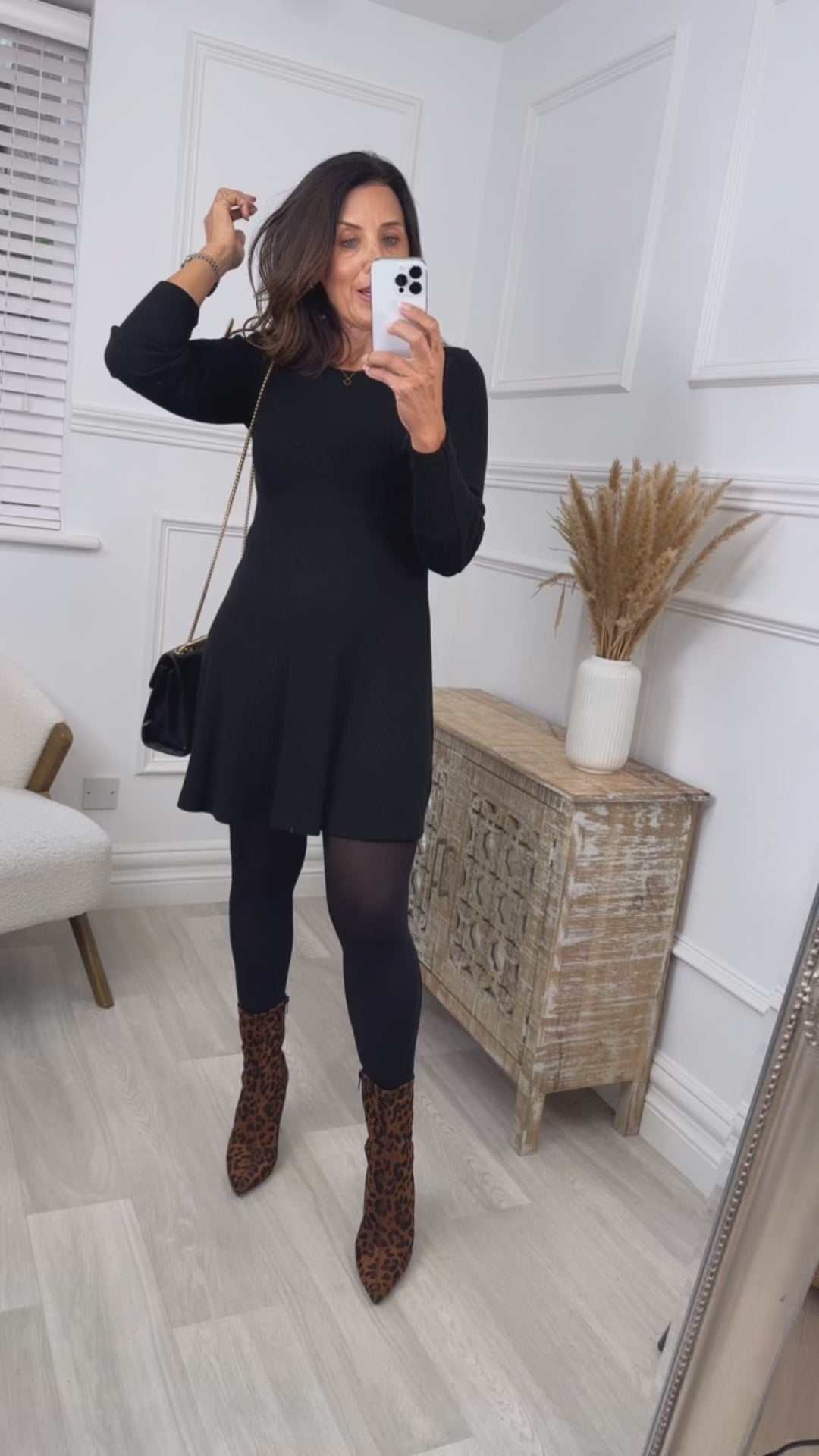 Catherine Black Knitted Skater Dress