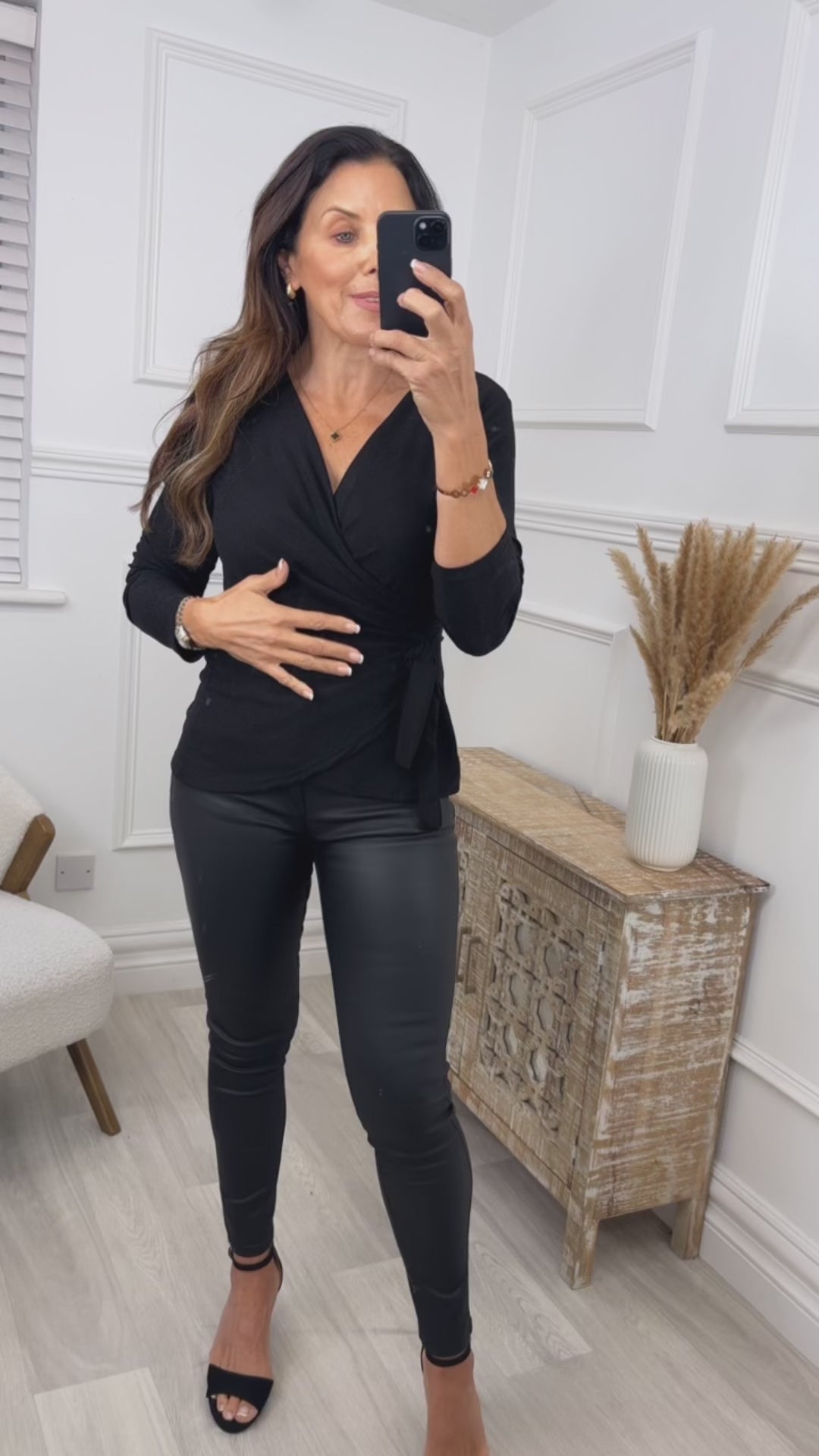 Lilyrose Black Lurex Wrap Blouse