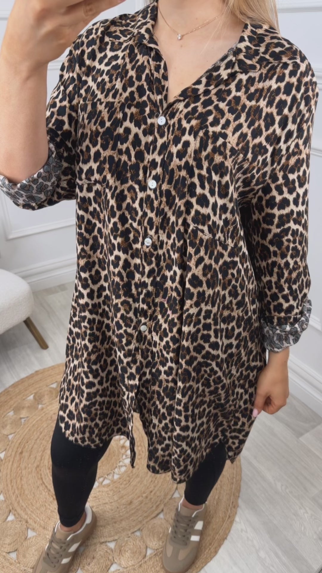 Domenica Leopard Print Longline Shirt