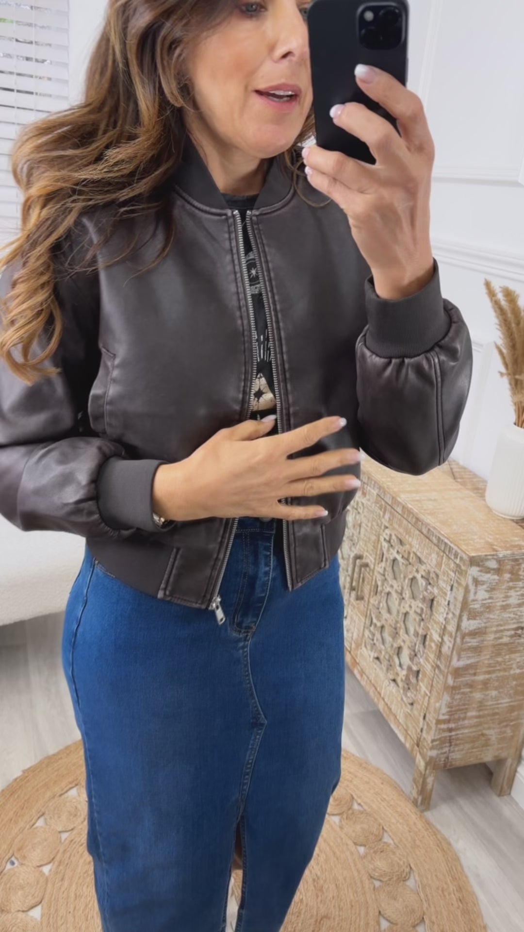 Jane Chocolate Brown Bomber Jacket