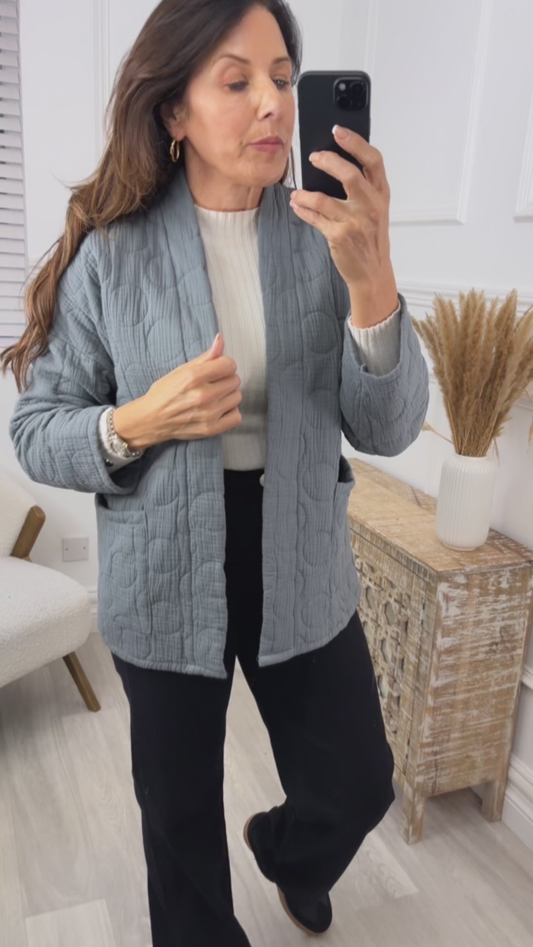 Bruna Grey Quilted Jacket