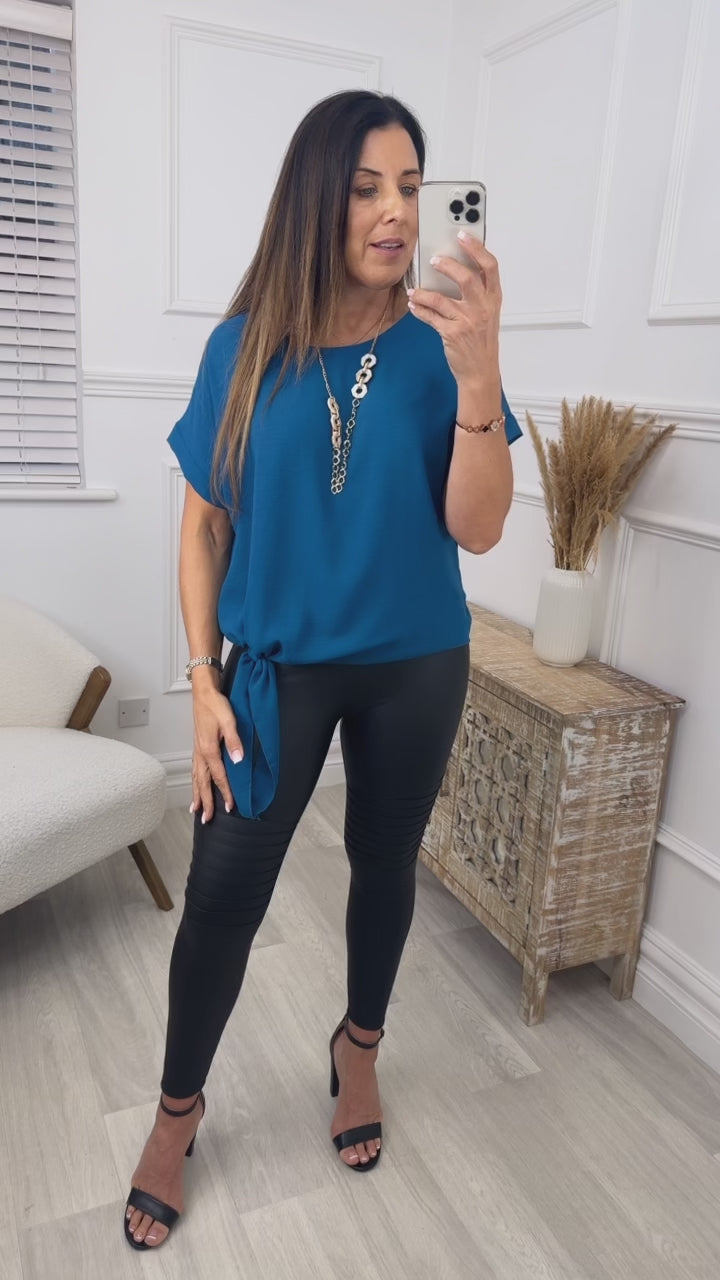 Bernadette Teal Side Knot Top