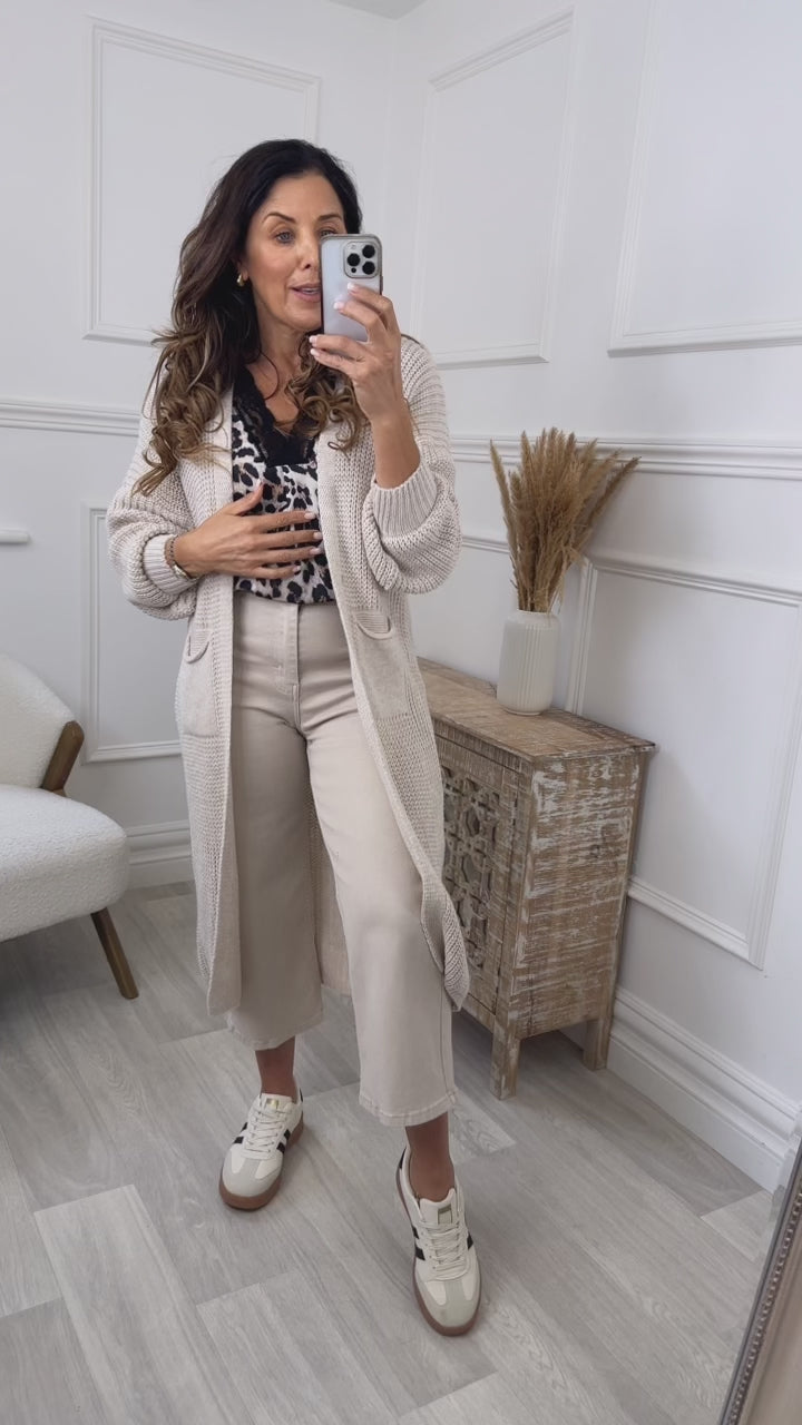 Margaret Beige Longline Cardigan