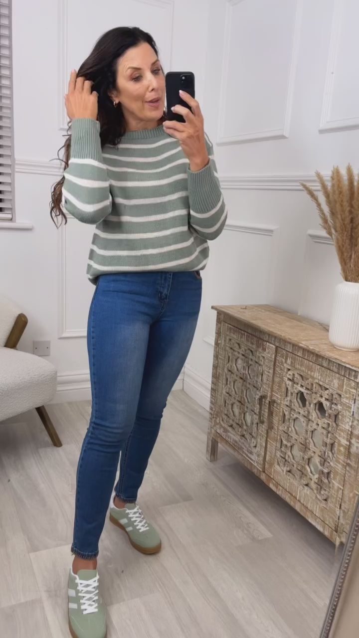 Nora Light Green Stripe Pullover