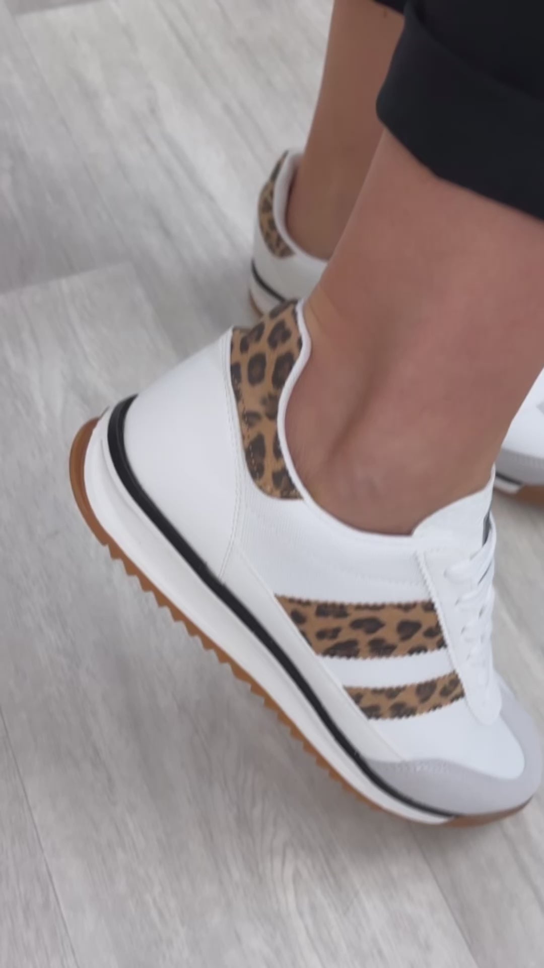 Shonda White Leopard Stripe Trainers