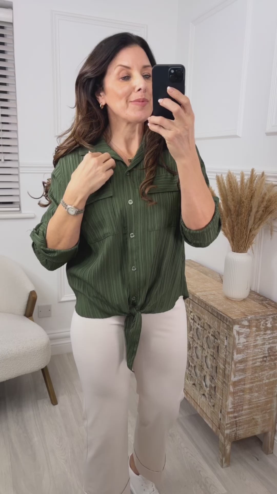 Constance Green Knotted Shirt