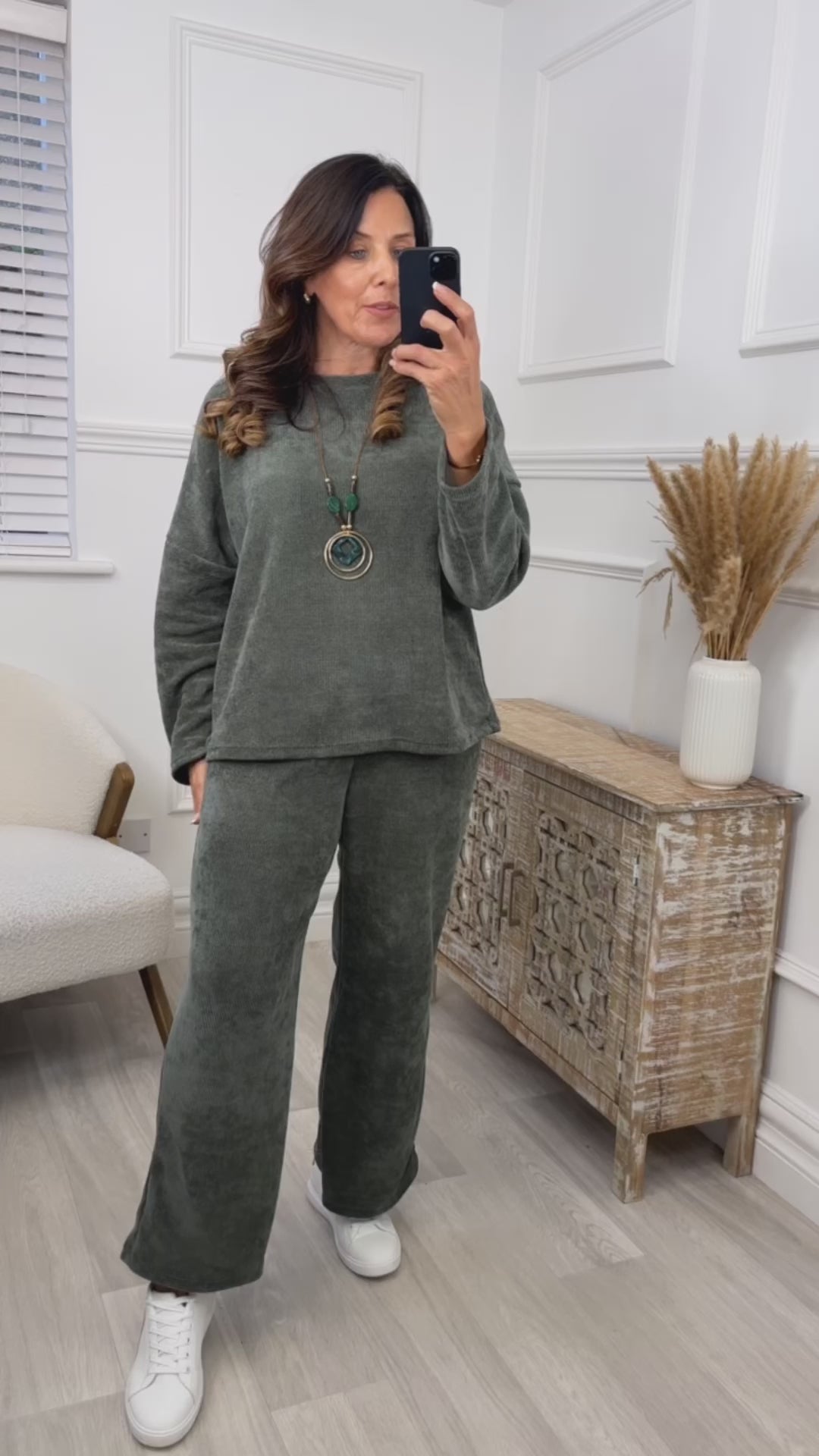 Brenda Khaki Velour Set