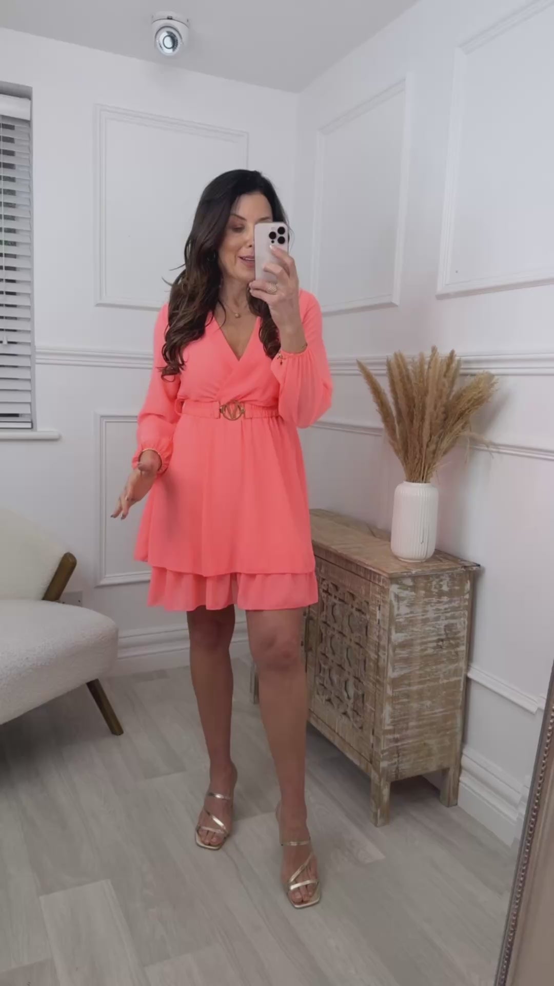 Marlowe Coral Wrap Mini Dress