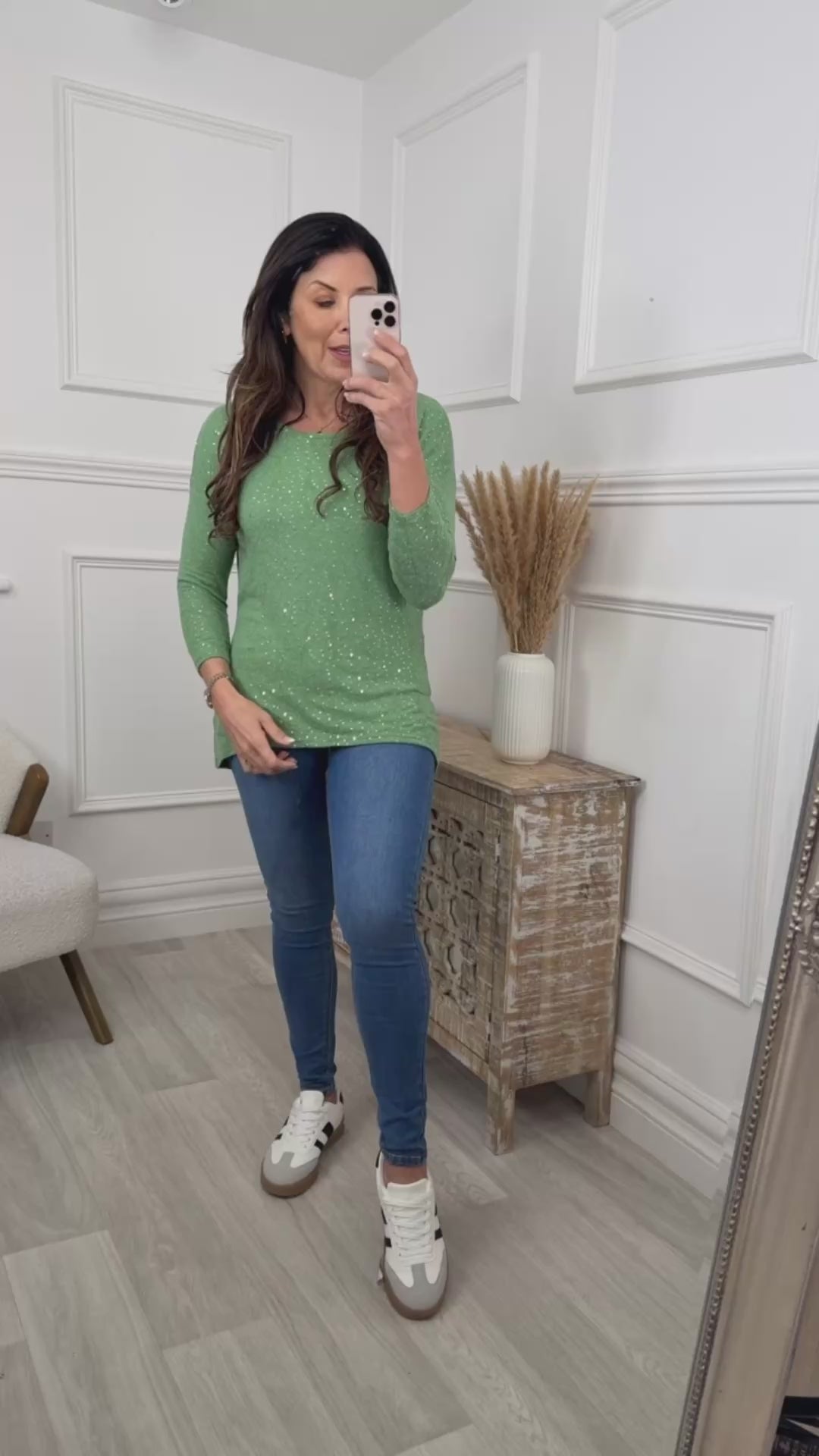 Mila Fern Green Glitter Top