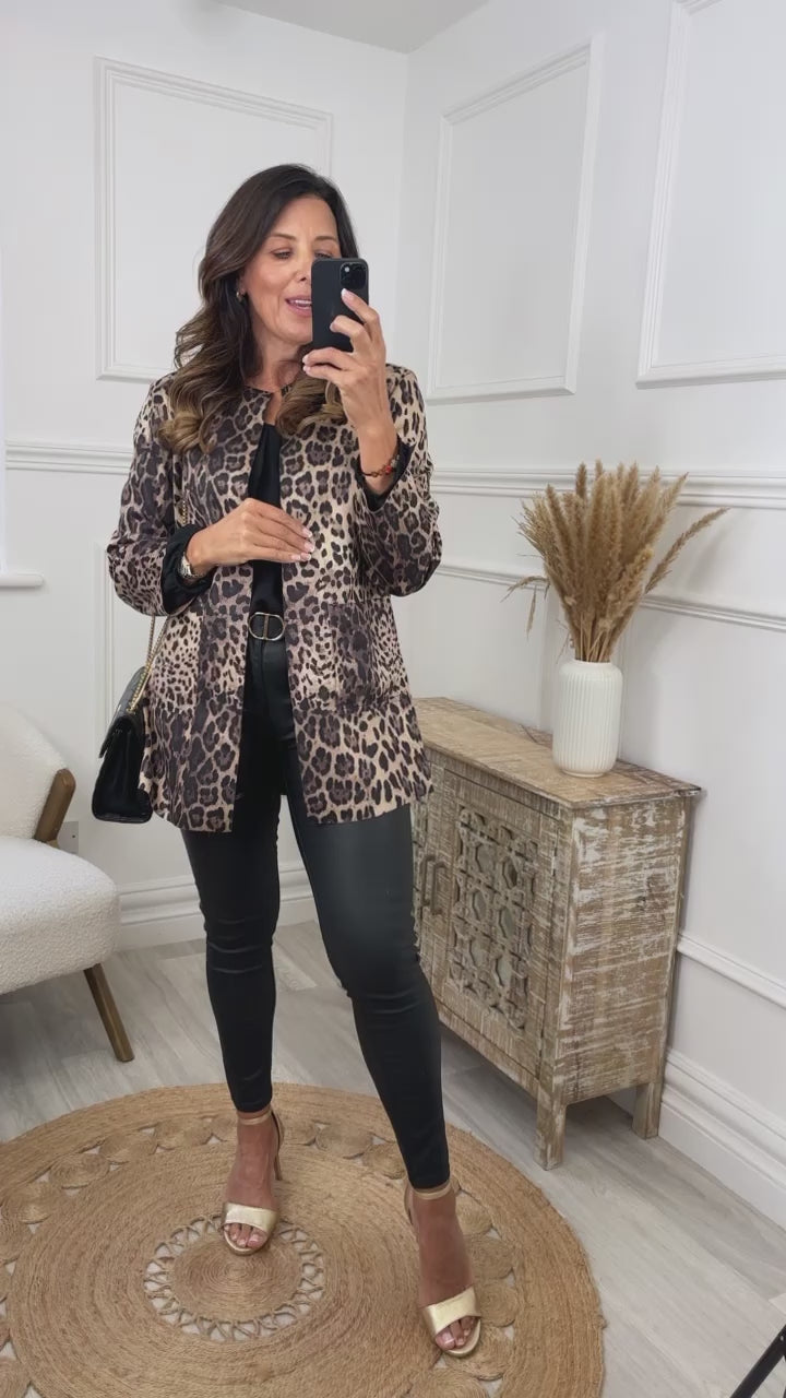 Medea Leopard Print Suede Blazer