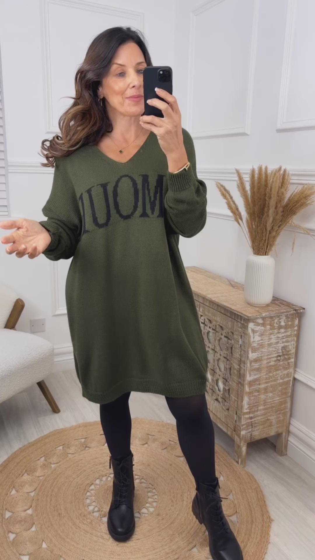 Vernee Khaki AMOUR Longline Jumper