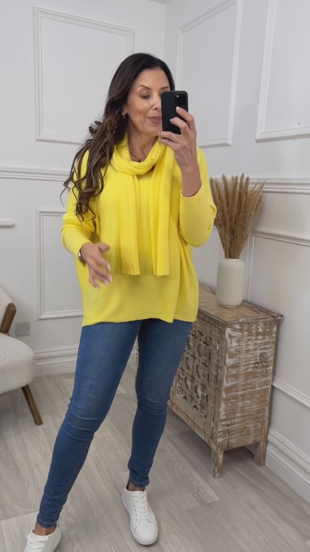 Norella Yellow Knit Top With Scarf