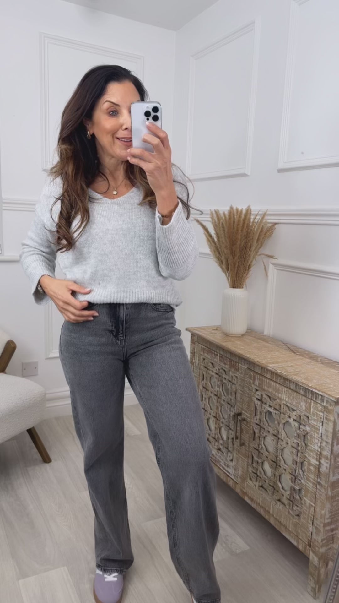 Nora Light Grey Fine Knit Top