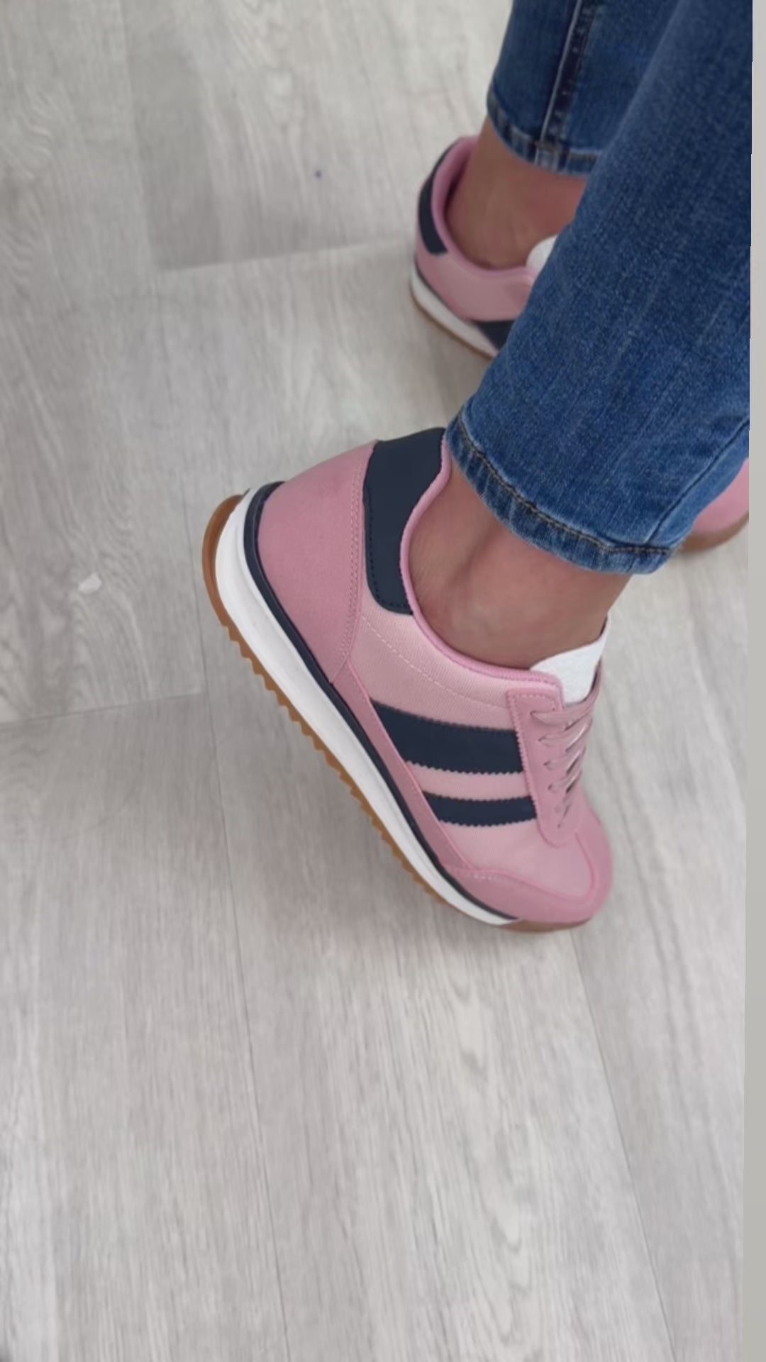 Shonda Pink Navy Stripe Trainers