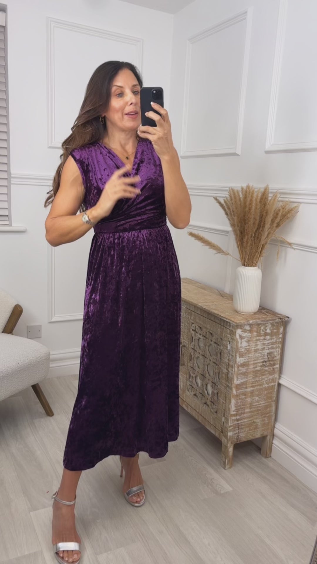 Mirabella Purple Velvet Wrap Midi Dress