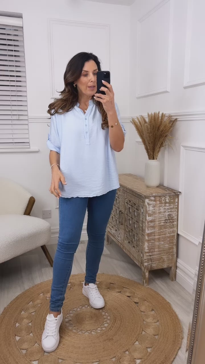 Suzan Sky Blue Popover Blouse