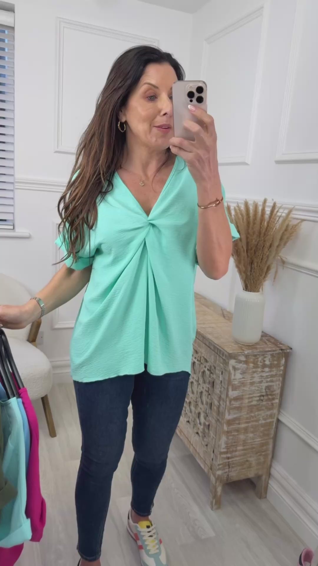 Orianna Mint Twist Front Blouse