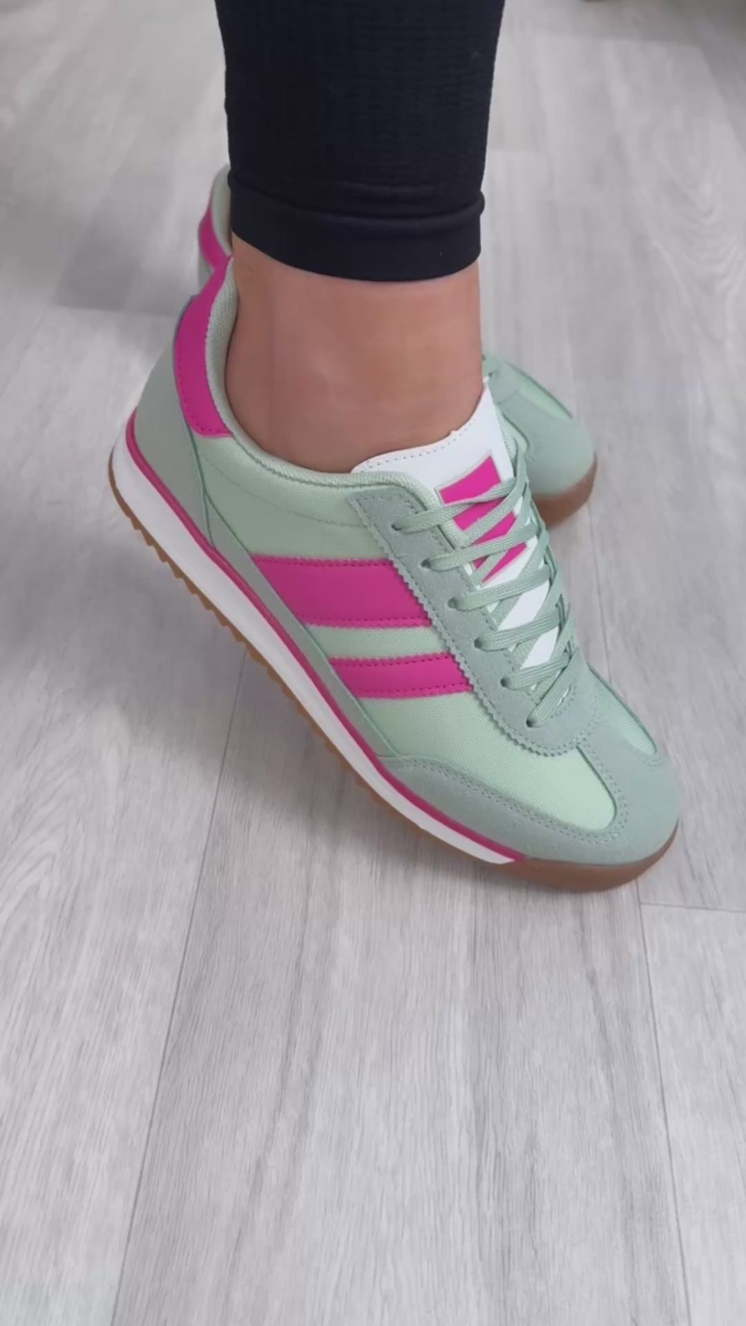 Britney Green Side Stripe Trainers