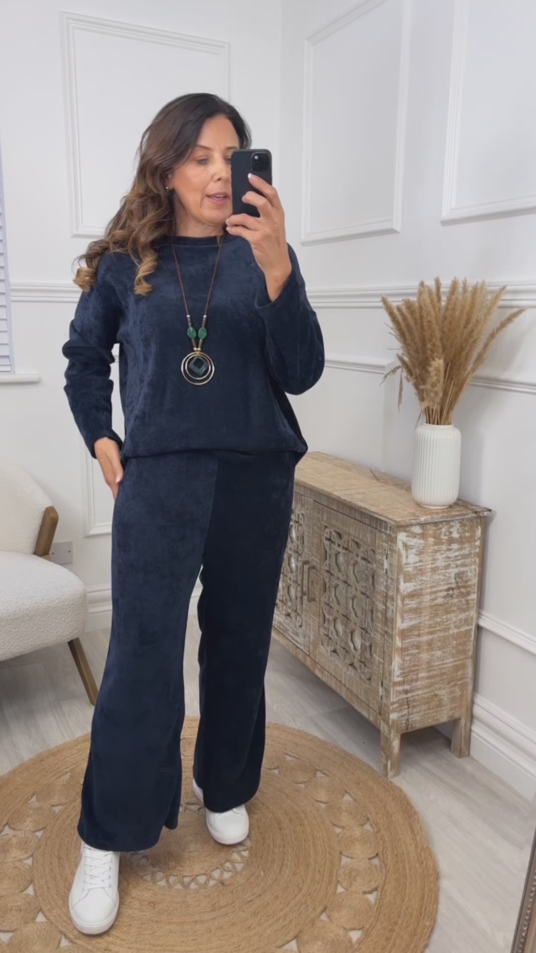 Brenda Navy Velour Set