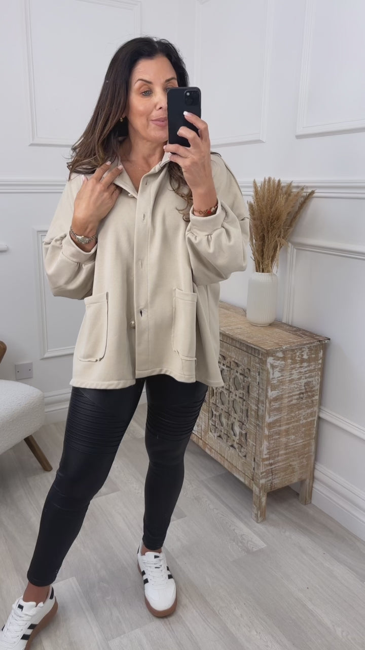 Mariana Taupe Gold Button Cardigan