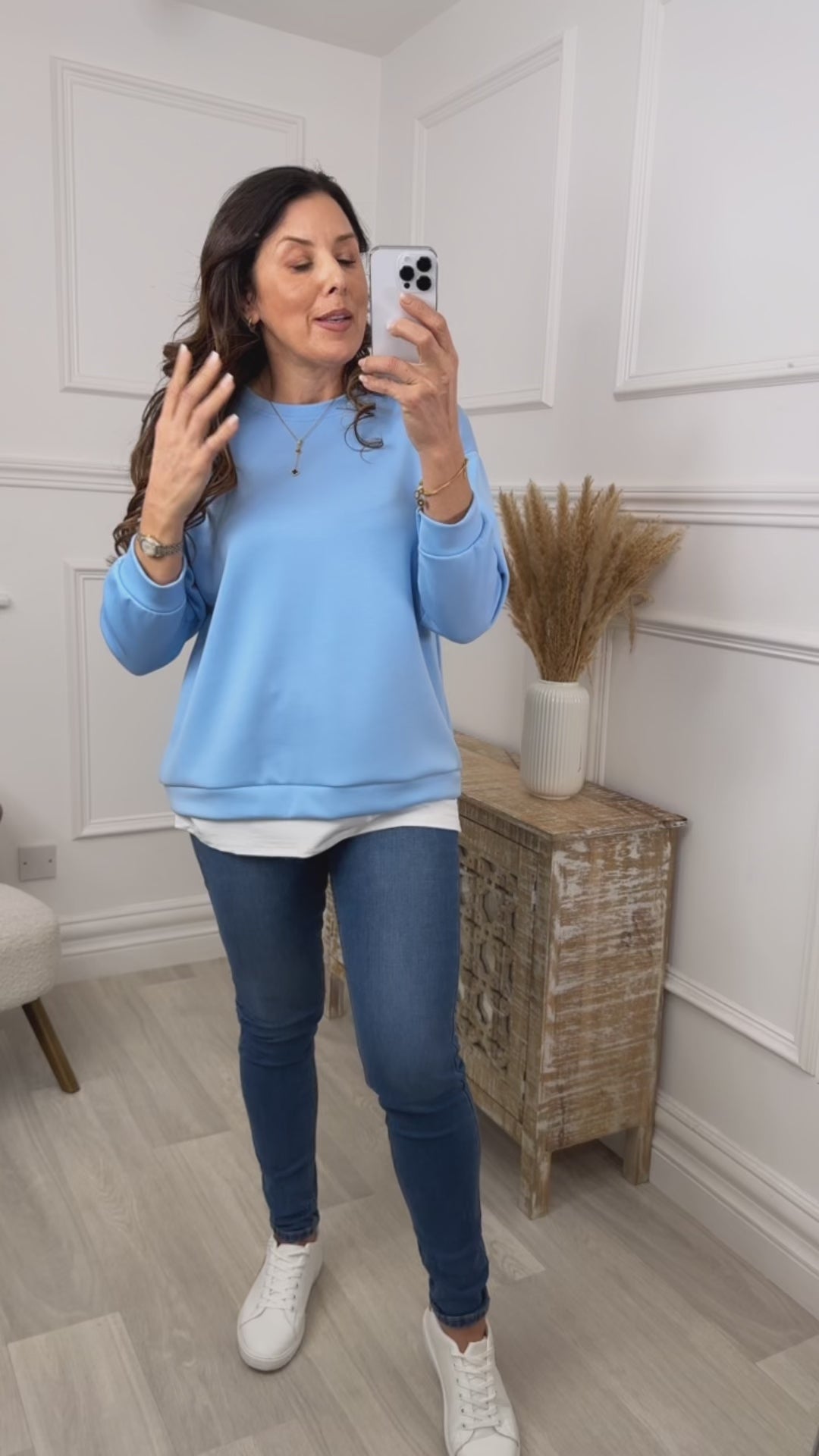 Aoife Blue Layered Sweatshirt