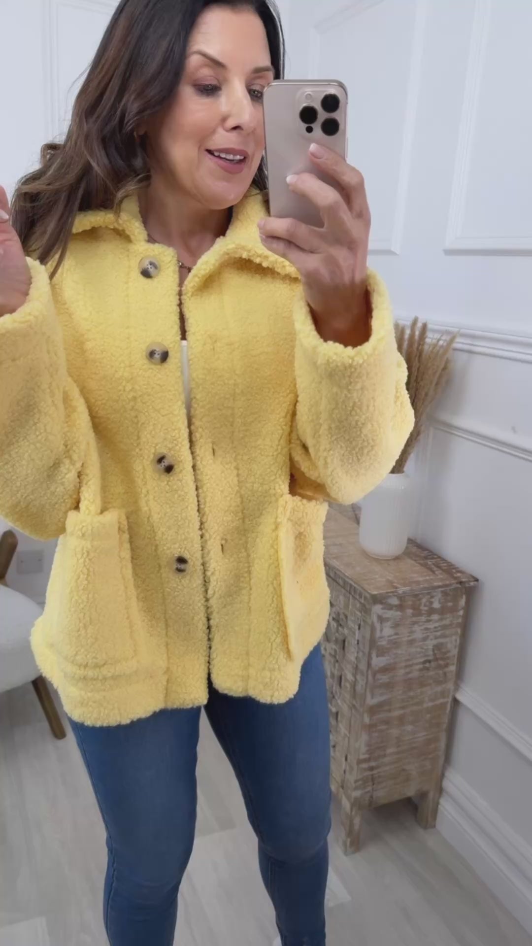 Stasia Yellow Teddy Fleece Jacket