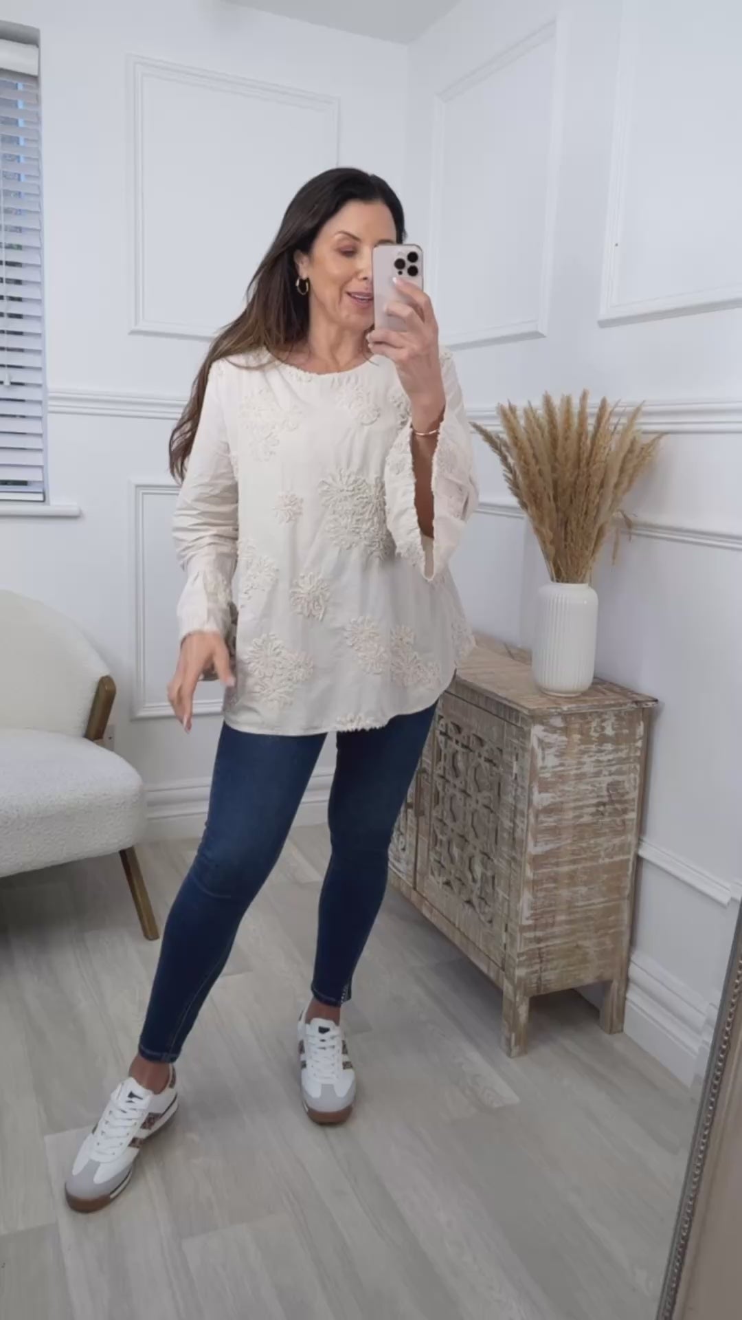 Robyn Beige Embroidered Blouse