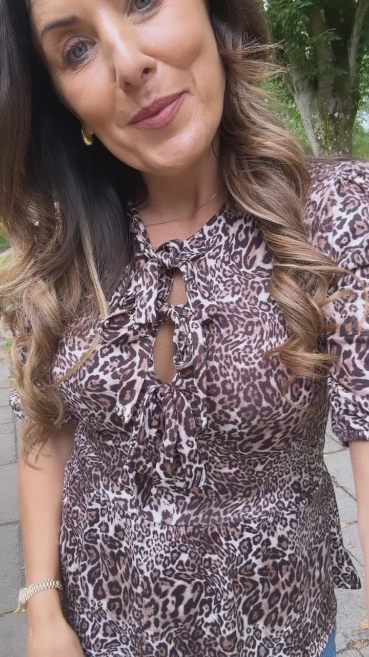 Clarissa Leopard Bow Tie Blouse