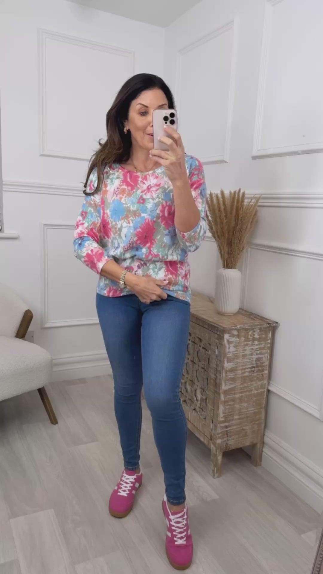 Mia Offwhite Floral Knit Top