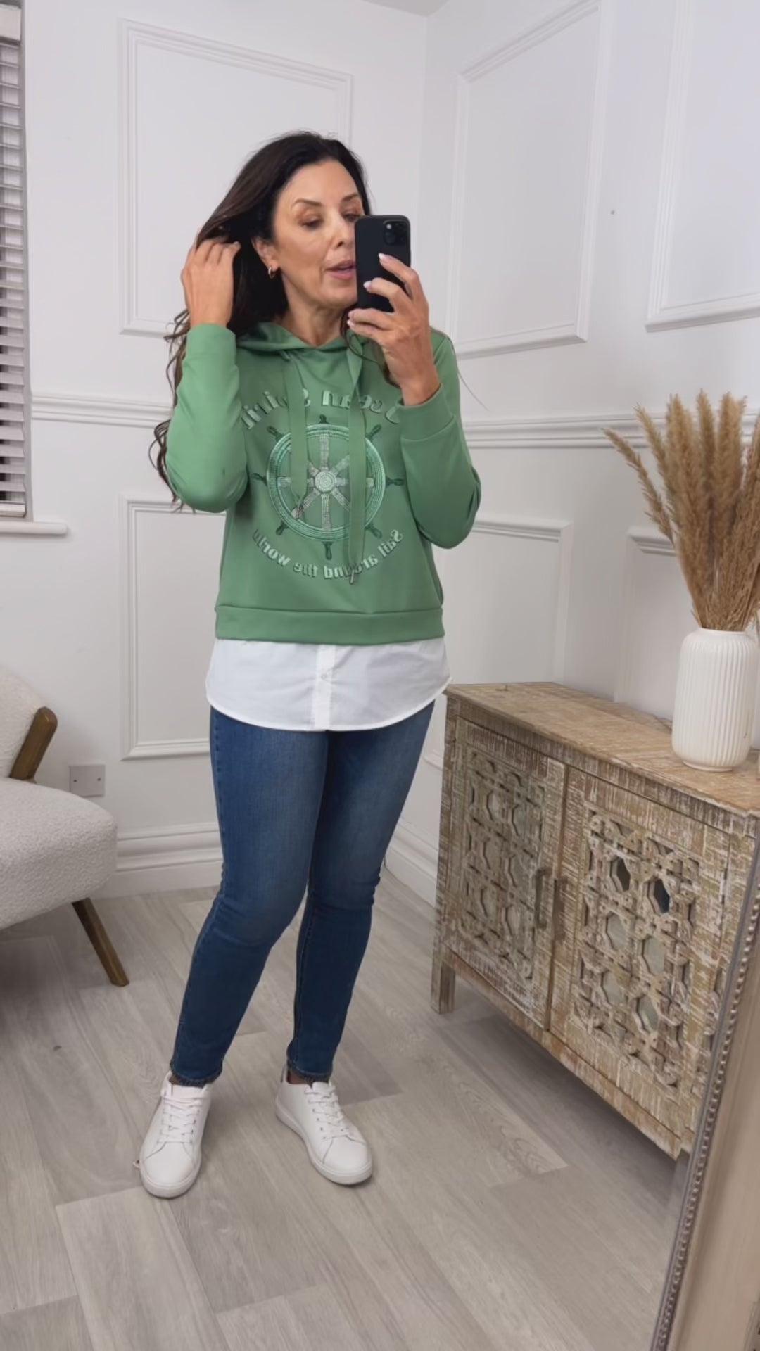 Elianne Green Layered Sweatshirt